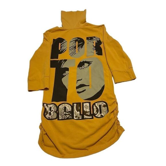 Mustard Twiggy Portobello 1/2 Sleeve Turtleneck Top, S. Twiggy! - Picture 7 of 11